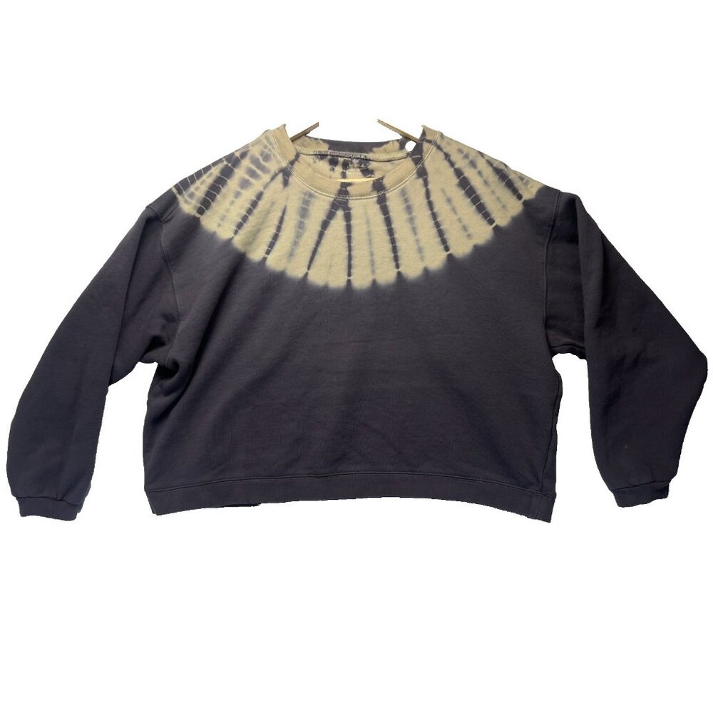 Madewell Women Tie Dye Crewneck Pullover Casual Sweatshirt Size M Gray Beige